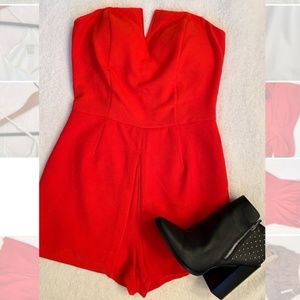 NEW Chic Strapless Hot Red Skort Style Romper